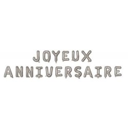 GUIRLANDE DE BALLONS JOYEUX ANNIVERSAIRE ARGENT 30 CM