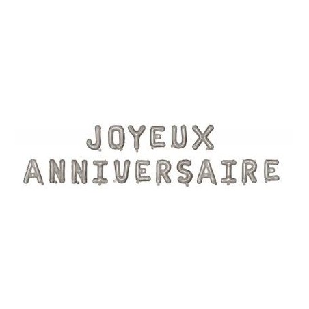 GUIRLANDE DE BALLONS JOYEUX ANNIVERSAIRE ARGENT 30 CM