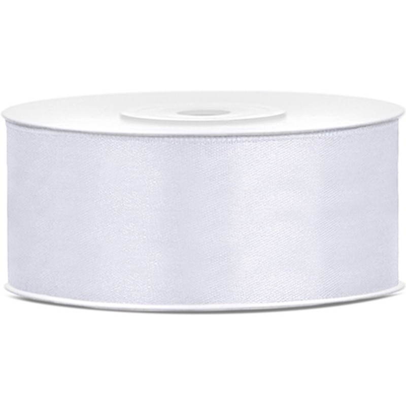 RUBAN SATIN BLANC 25 MM X 25 M