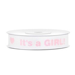 RUBAN TISSU BLANC IT'S A GIRL 12 MM X 10 M 