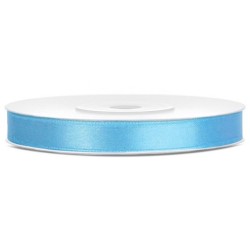 RUBAN SATIN BLEU 6 MM X 25 M