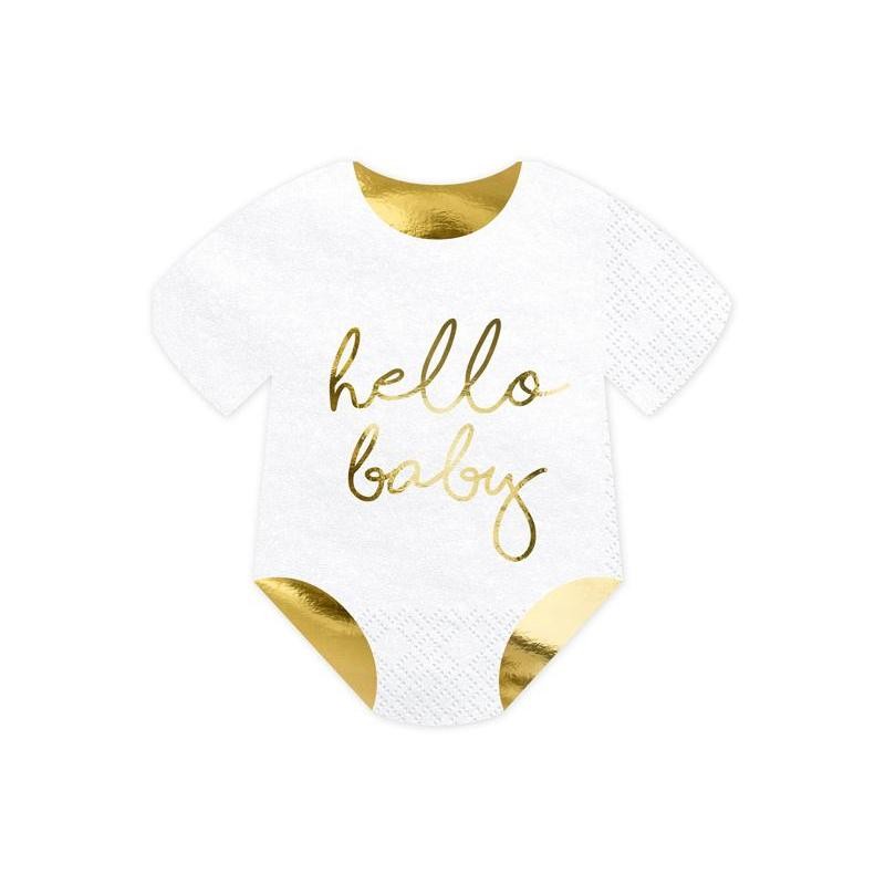 20 SERVIETTES FORME BODY HELLO BABY 32.5 X 31.5 CM