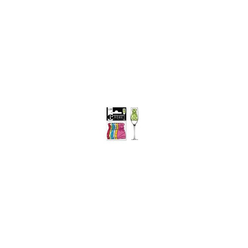 6 MARQUES VERRES ROBE MULTICOLORES