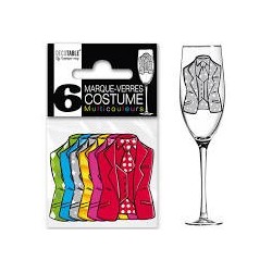 6 MARQUES VERRES COSTUME MULTICOLORES