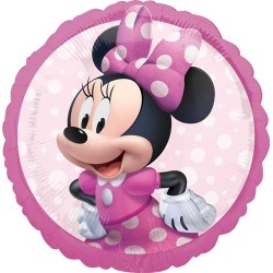 BALLON METALLIQUE ROND MINNIE ROSE 43 CM 