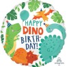 BALLON METALLIQUE ROND DINO HAPPY BIRTHDAY 43 CM 