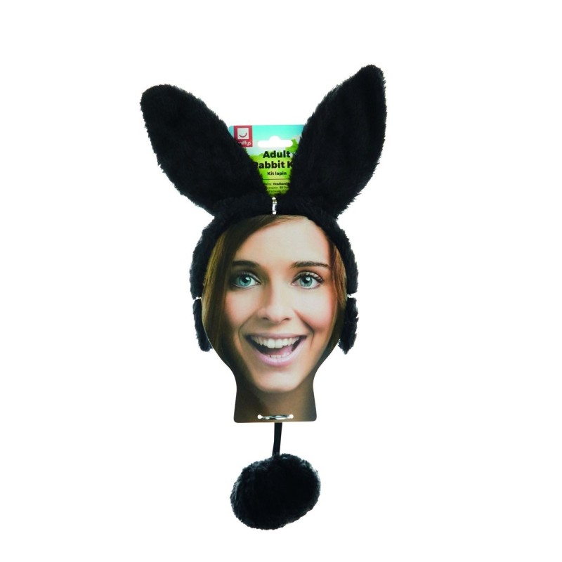 KIT SERRE-TETE ET QUEUE LAPIN NOIR KIT SERRE-TETE ET QUEUE LAPIN NOIR