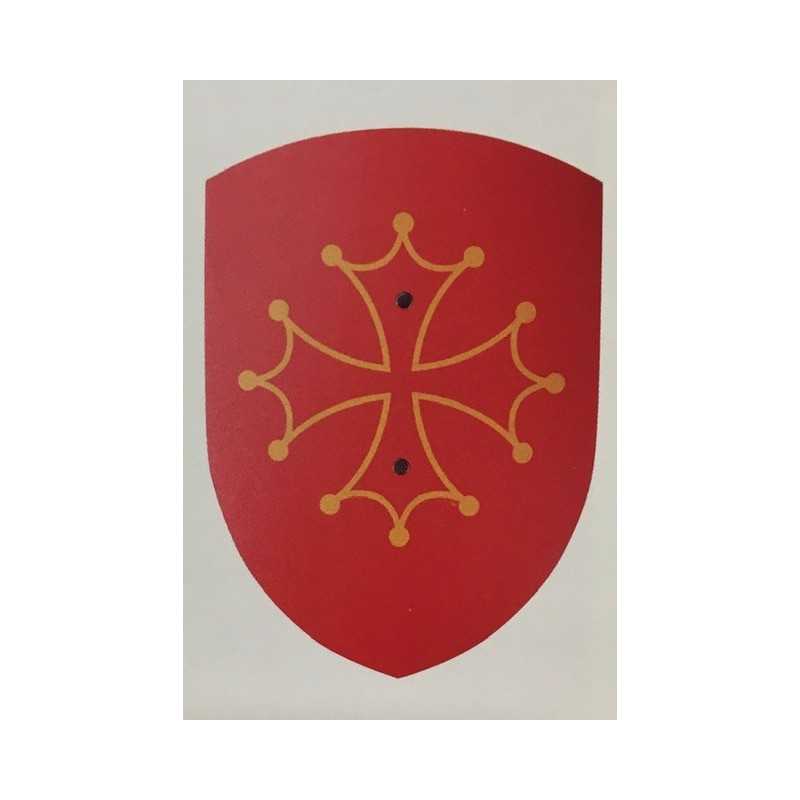 BOUCLIER EN BOIS PETITE CROIX OCCITANE ROUGE JAUNE 27 X 37 CM