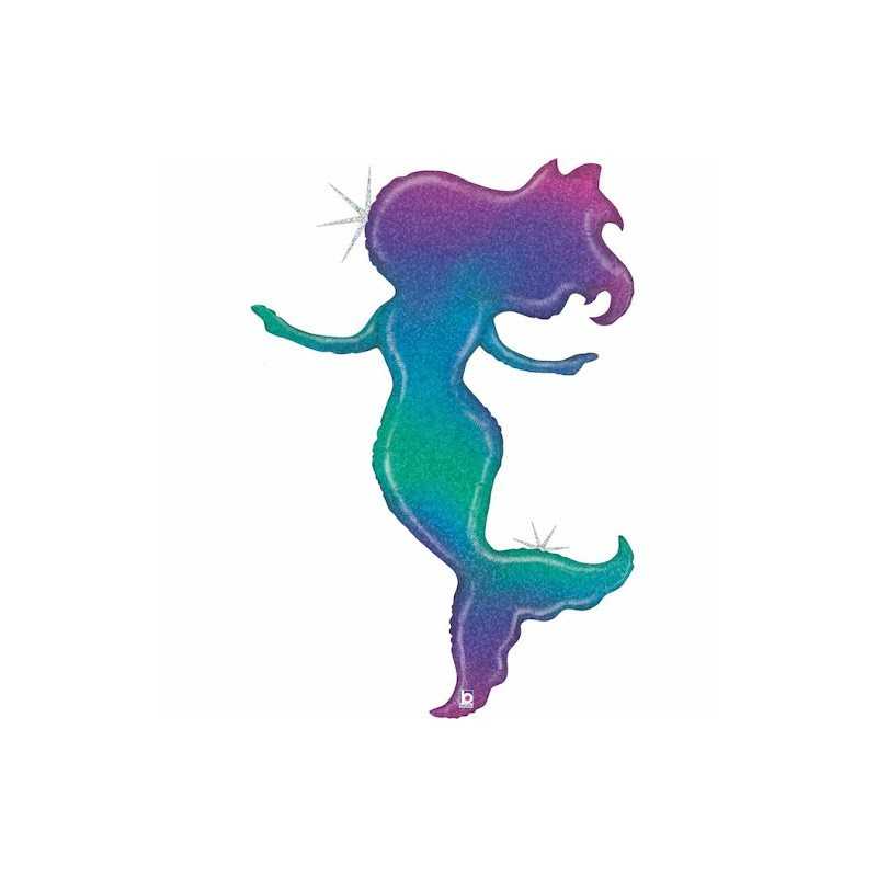 BALLON METALLIQUE SIRENE DEGRADEE GILTTER HOLOGRAPHIC