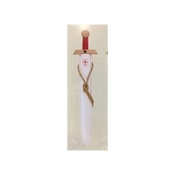 EPEE EN BOIS FOURREAU TEMPLIER BLANC CROIX ROUGE 66 CM