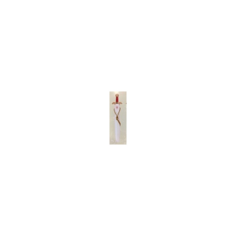 EPEE EN BOIS FOURREAU TEMPLIER BLANC CROIX ROUGE 66 CM EPEE EN BOIS FOURREAU TEMPLIER BLANC CROIX ROUGE 66 CM