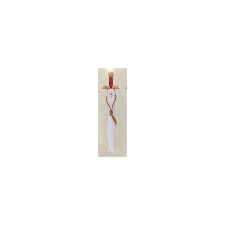 EPEE EN BOIS FOURREAU TEMPLIER BLANC CROIX ROUGE 66 CM 