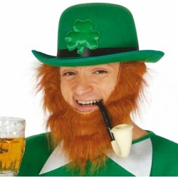 CHAPEAU MELON EN FEUTRE VERT ST PATRICK AVEC TREFLE 