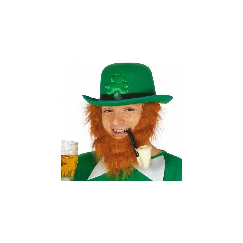 CHAPEAU MELON EN FEUTRE VERT ST PATRICK AVEC TREFLE 