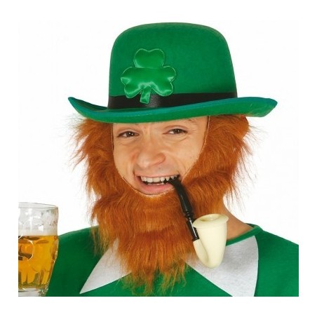 CHAPEAU MELON EN FEUTRE VERT ST PATRICK AVEC TREFLE 