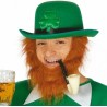 CHAPEAU MELON EN FEUTRE VERT ST PATRICK AVEC TREFLE 