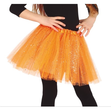 TUTU ORANGE PAILLETTE 30 CM ENFANT