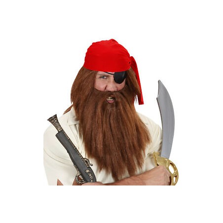 PERRUQUE + BARBE PIRATE OU PRIMATE CHATAIN