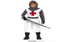 DEGUISEMENT CHEVALIER TEMPELIER BLANC CROIX ROUGE TAILLE 10-12 ANS