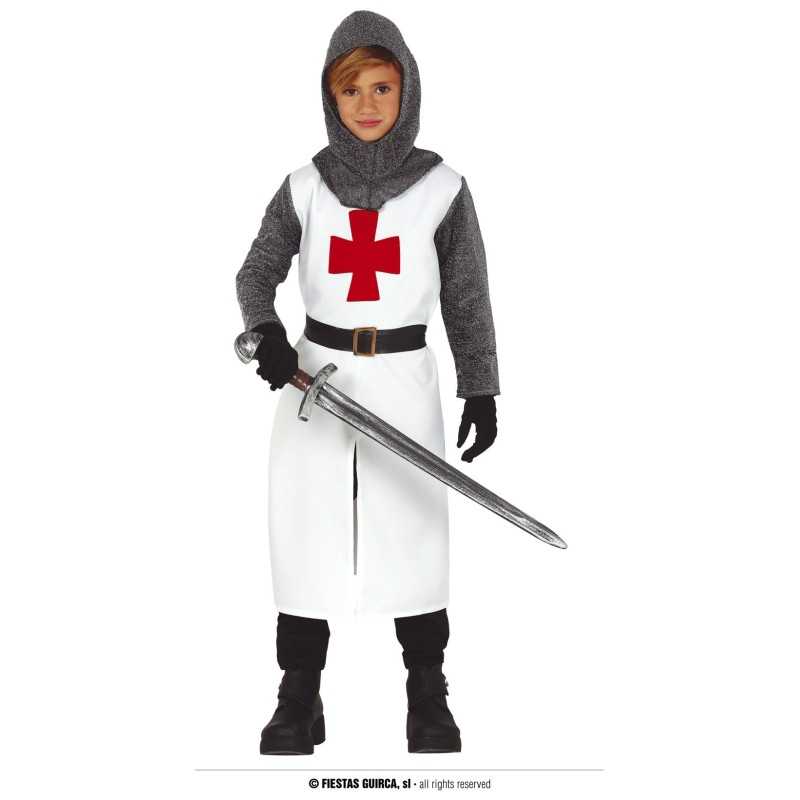 DEGUISEMENT CHEVALIER TEMPELIER BLANC CROIX ROUGE TAILLE 10-12 ANS