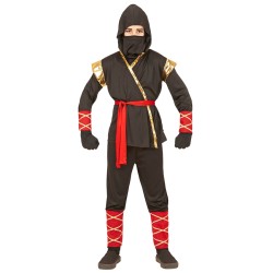 DEGUISEMENT NINJA NOIR OR ET ROUGE TAILLE 128