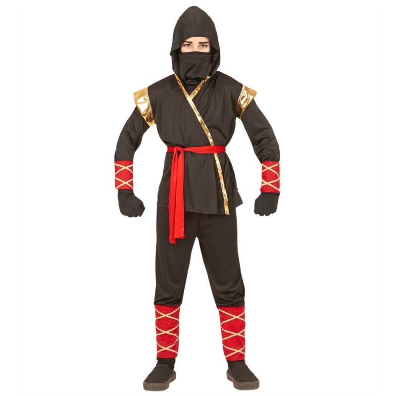 DEGUISEMENT NINJA NOIR OR ET ROUGE TAILLE 128