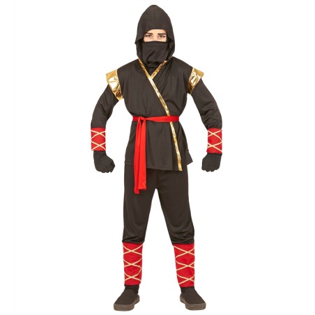 DEGUISEMENT NINJA NOIR OR ET ROUGE TAILLE 128