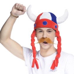 CHAPEAU GAULOIS TRICOLORE AVEC DEUX TRESSES 