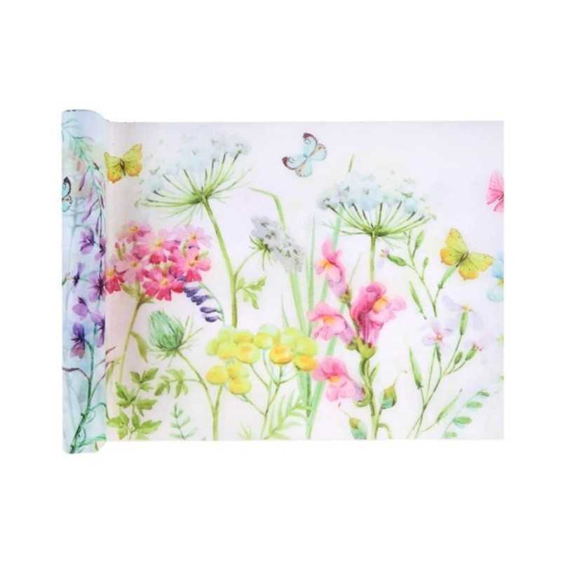 CHEMIN DE TABLE PAPILLONS ET FLEURS