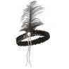 BANDEAU CHARLESTON NOIR AVEC PLUMES NOIR ET PERLE ARGENT  BANDEAU CHARLESTON NOIR AVEC PLUMES NOIR ET PERLE ARGENT