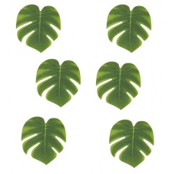 LOT DE 4 FEUILLES  TROPICALES 21 X 18 CM 