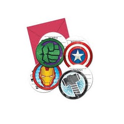 6 INVITATIONS AVENGERS AVEC ENVELOPPE 