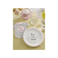 12 ASSIETTES CARTON BORN TO BE LOVED ROSE 18 CM