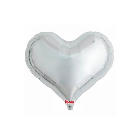 BALLON METALLIQUE COEUR  JELLY ARGENT 63 CM