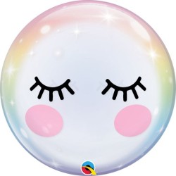 BALLON BUBBLE TRANSPARENT YEUX DE LICORNE 56 CM 