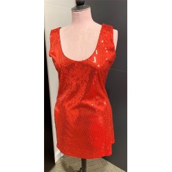 DEGUISEMENT ROBE PAILLETTE OU SEQUIN DISCO ROUGE TAILLE 46