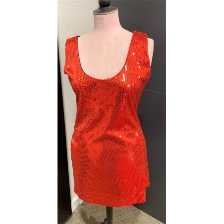 DEGUISEMENT ROBE PAILLETTE OU SEQUIN DISCO ROUGE TAILLE 46