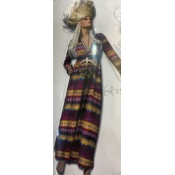 DEGUISEMENT ROBE HIPPIE PRUNE TAILLE 40/42