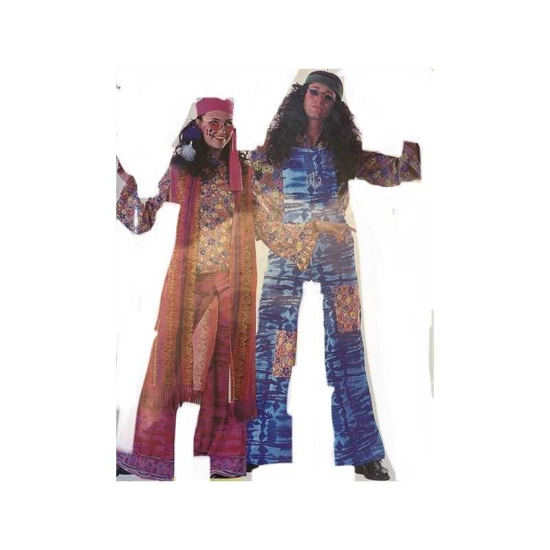 DEGUISEMENT HIPPIE FEMME ROSE TAILLE 44
