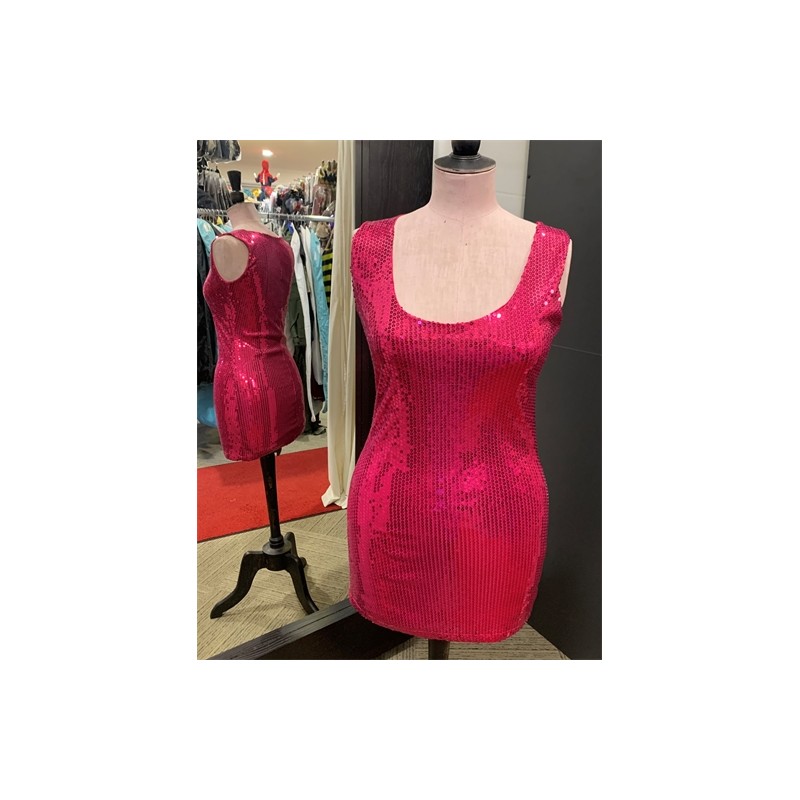 DEGUISEMENT ROBE SEQUIN PAILLETTE ROSE FUSCHIA DISCO TAILLE 38