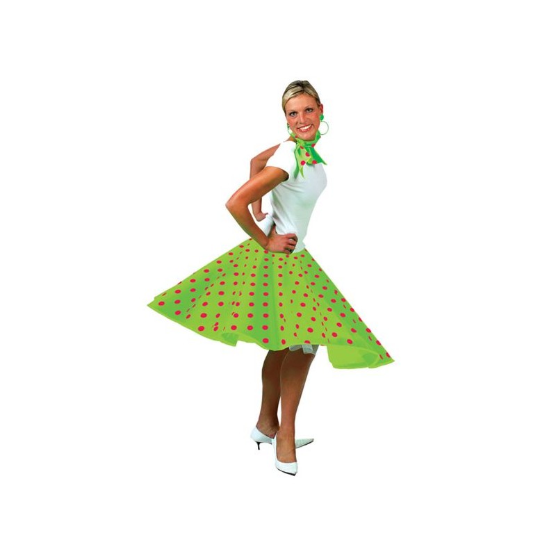 JUPE A POIS ANNEES 50 /BANDEAU VERT A POIS TAILLE UNIQUE 