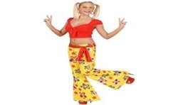 DEGUISEMENT HIPPIE PANTALON JAUNE FLEURS