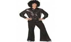 DEGUISEMENT PANTALON VELOURS NOIR BRILLANT TAILLE UNIQUE