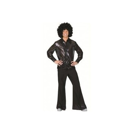 DEGUISEMENT PANTALON VELOURS NOIR BRILLANT TAILLE UNIQUE 