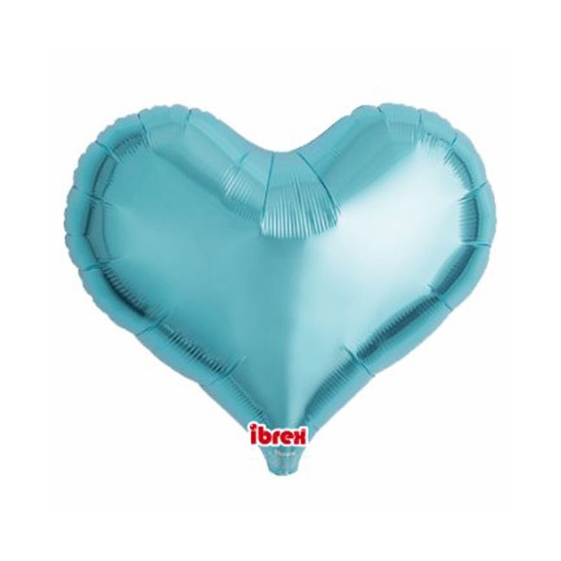 BALLON METALLIQUE COEUR JELLY BLEU CIEL 35 CM 14" IBREX