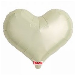 BALLON METALLIQUE COEUR JELLY IVOIRE 35 CM 14" IBREX