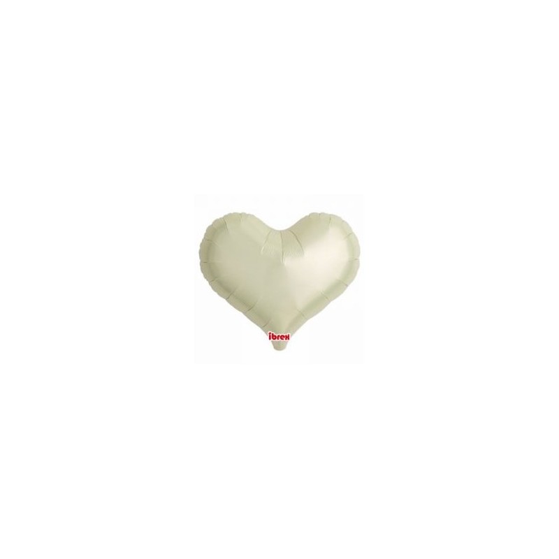 BALLON METALLIQUE COEUR JELLY IVOIRE 35 CM 14" IBREX