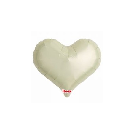 BALLON METALLIQUE COEUR JELLY IVOIRE 35 CM 14" IBREX