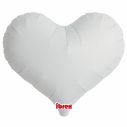 BALLON METALLIQUE COEUR JELLY BLANC 35 CM 14" IBREX