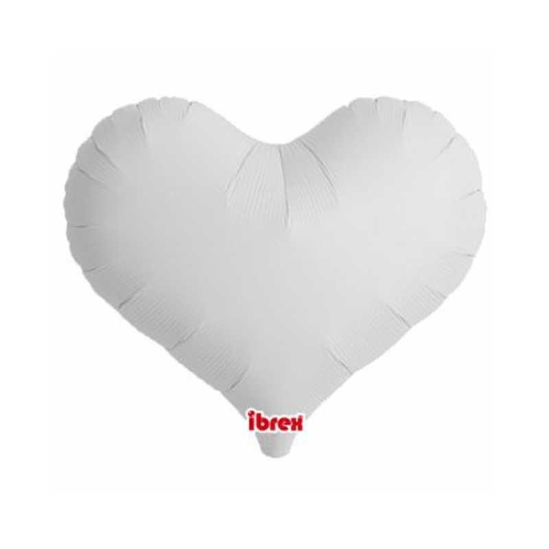 BALLON METALLIQUE COEUR JELLY BLANC 35 CM 14" IBREX